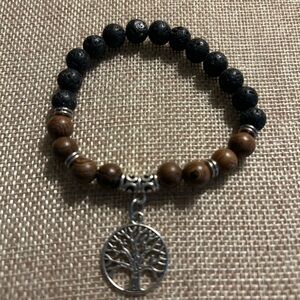 Tree of Life Black and Brown Beaded Bracelet